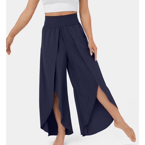 HALARA Pants - Halara High Waisted Breezeful Flowy Pants Black Diamond Blue Size L
